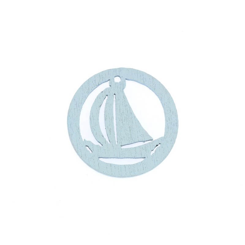 Wooden pendants for sailboat earrings blue 25mm 10pcs DRZAW11