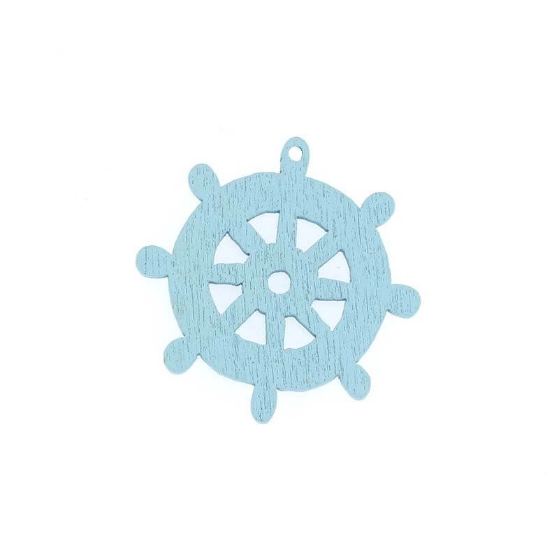 Wooden pendants for earrings steering wheels blue 25mm 10pcs DRZAW07