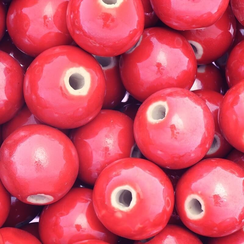 Koraliki ceramiczne kulki 18mm czerwone 1szt CKU18C03L