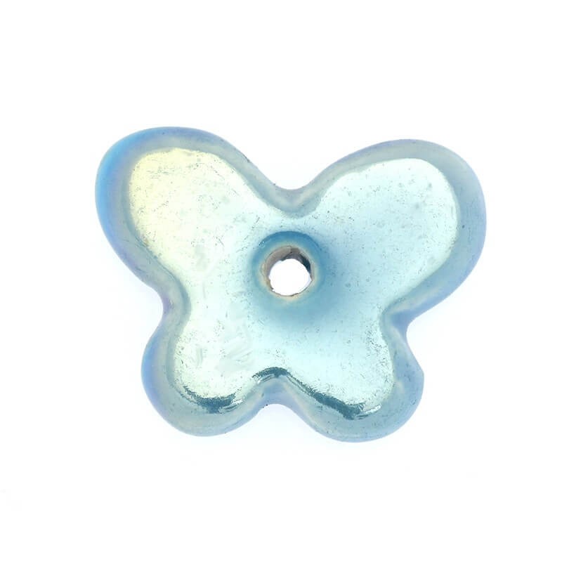 Koraliki ceramiczne motylki niebieskie perłowe 30x24mm 1szt CIN12