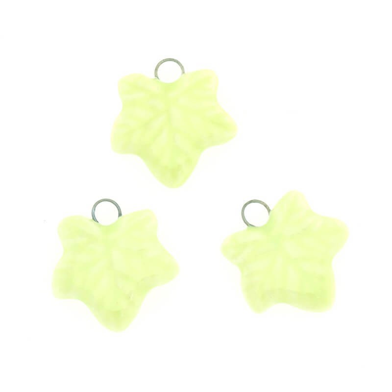 Ceramic pendants maple leaves light green 22x20mm 1pc CIN44