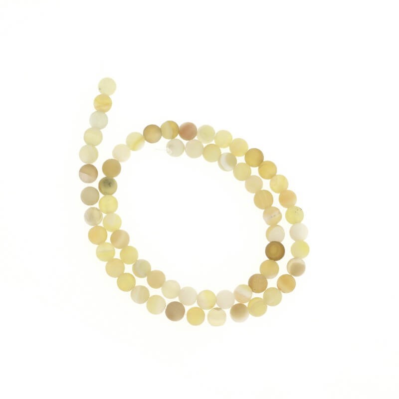 Agate beads matte yellow balls 6mm 63pcs (string) KAAGM0602