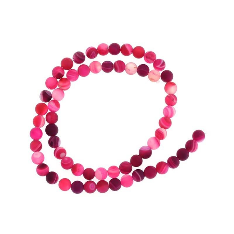Agate beads matte pink balls 6mm 63pcs (string) KAAGM0609