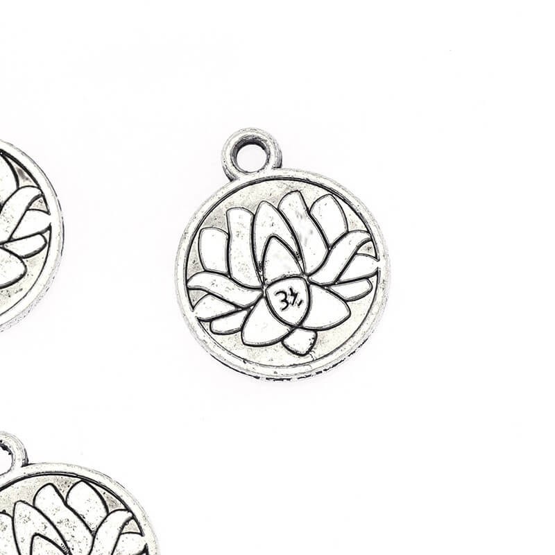 Lotus flower charms 4pcs silver 18x15x1mm AAS985