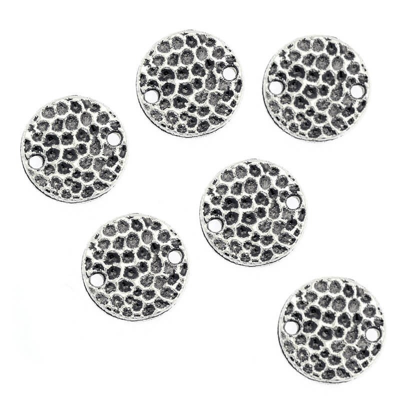 Jewelry fasteners hammered plate, oxidized silver 15x1mm 4pcs AAS958