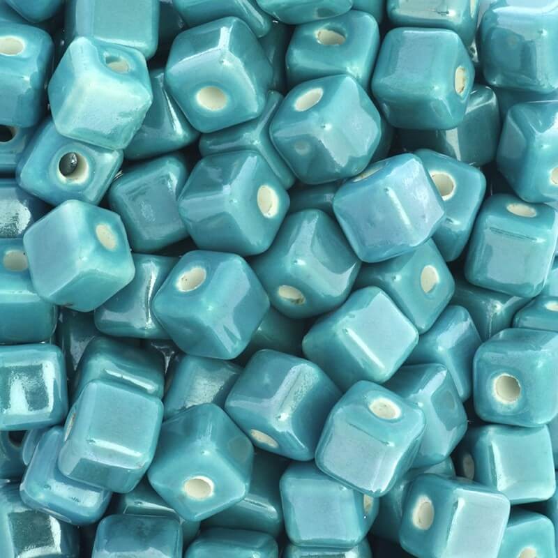 Porcelain cube beads 10mm turquoise 2pcs CKO10Z11DA