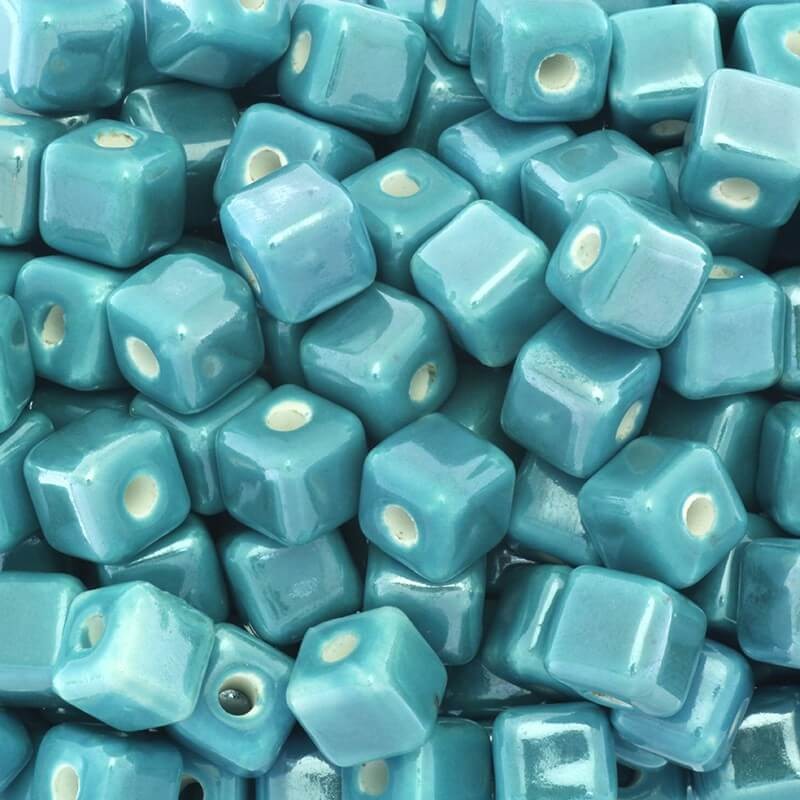 Porcelain cube beads 10mm turquoise 2pcs CKO10Z11DA