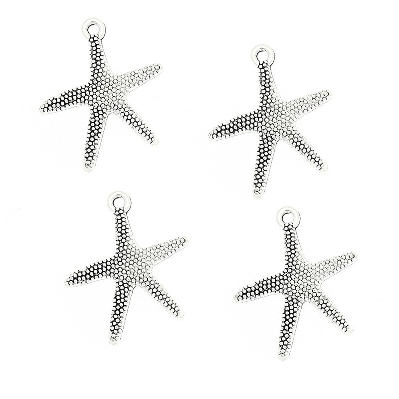 Sea starfish bracelets pendants antique silver 26x22x4mm 4pcs AAS879