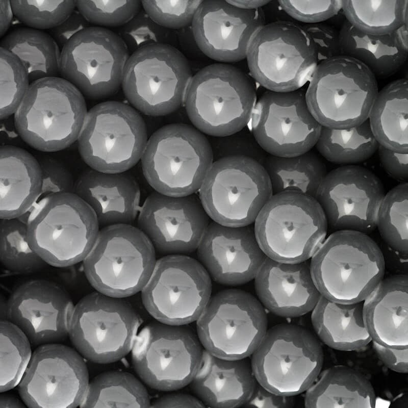 Glass beads 10mm Milky 86 pieces dark gray SZTP1017