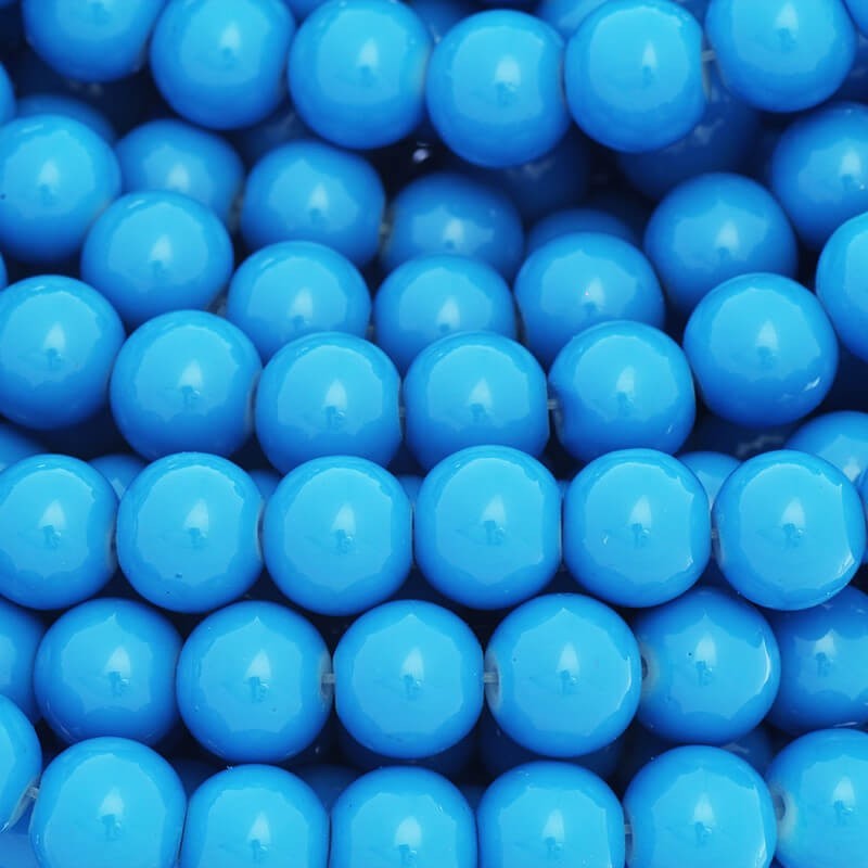 Glass beads 10mm Milky blue 86 pieces SZTP1019