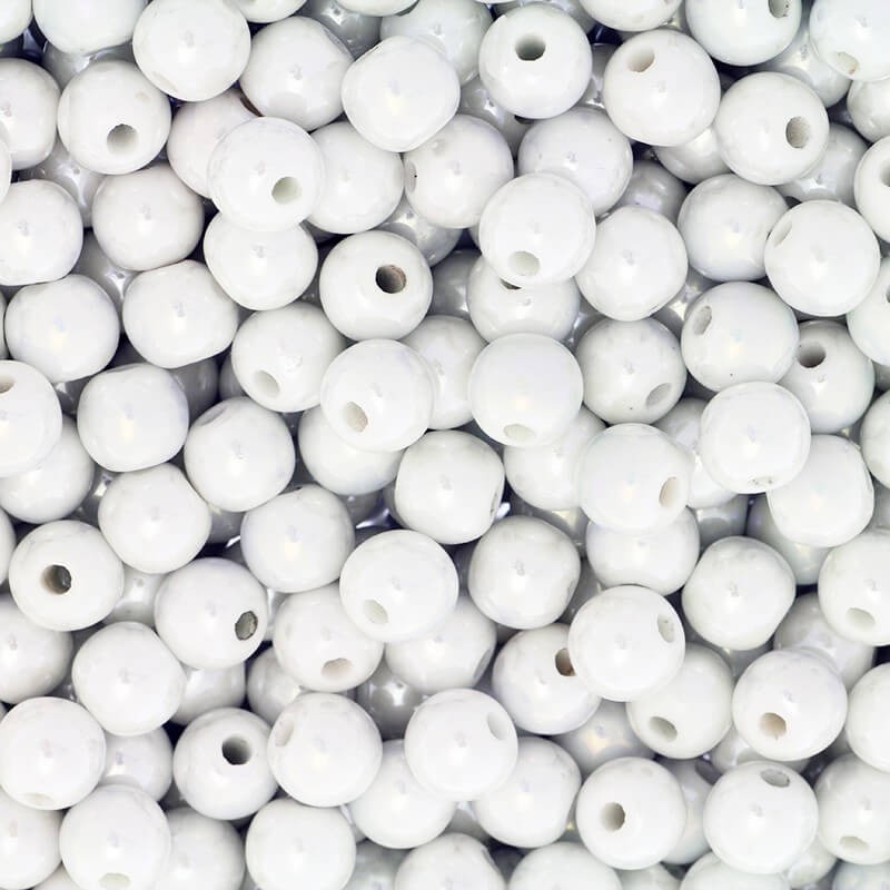 Koraliki / kulki ceramiczne 8mm biała perła 3szt CKU08K08E