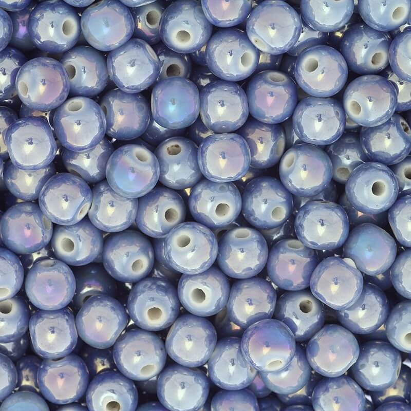 Ceramic beads / balls 8mm lavender blue glossy 3pcs CKU08N16E