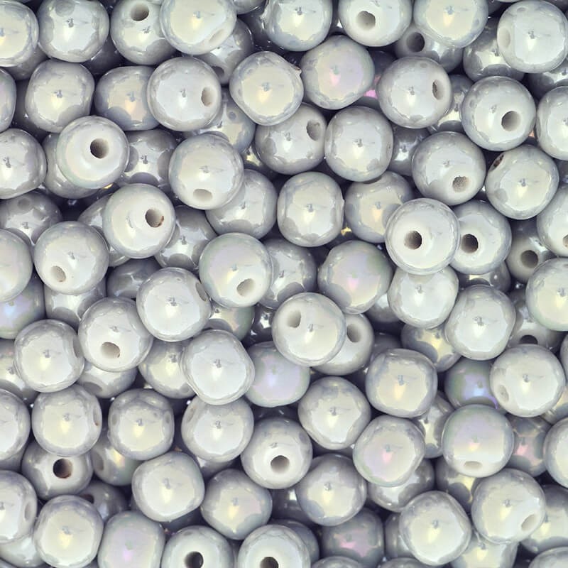 8mm ceramic beads / balls clear gray ab 3pcs CKU08S09E