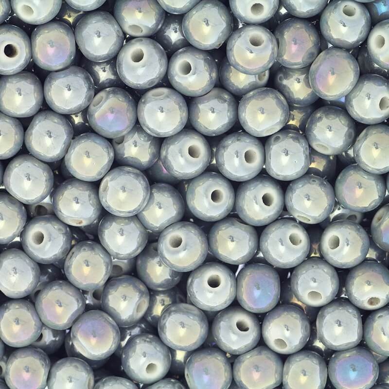 Ceramic beads / balls 8mm gray ab 3pcs CKU08S07E