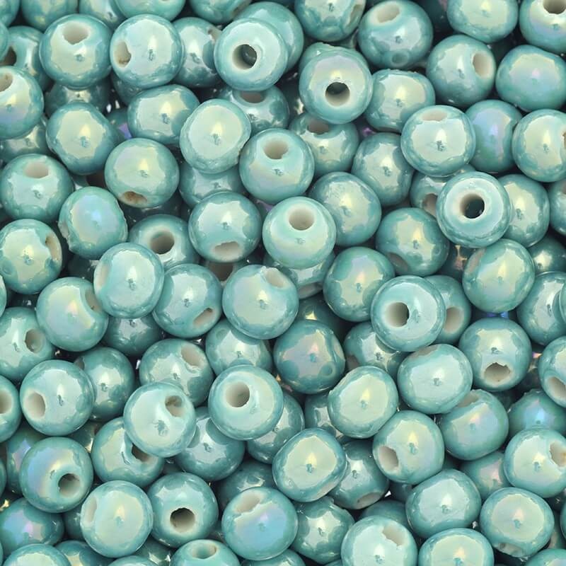 Ceramic beads / balls 8mm turquoise ab 3pcs CKU08Z11E