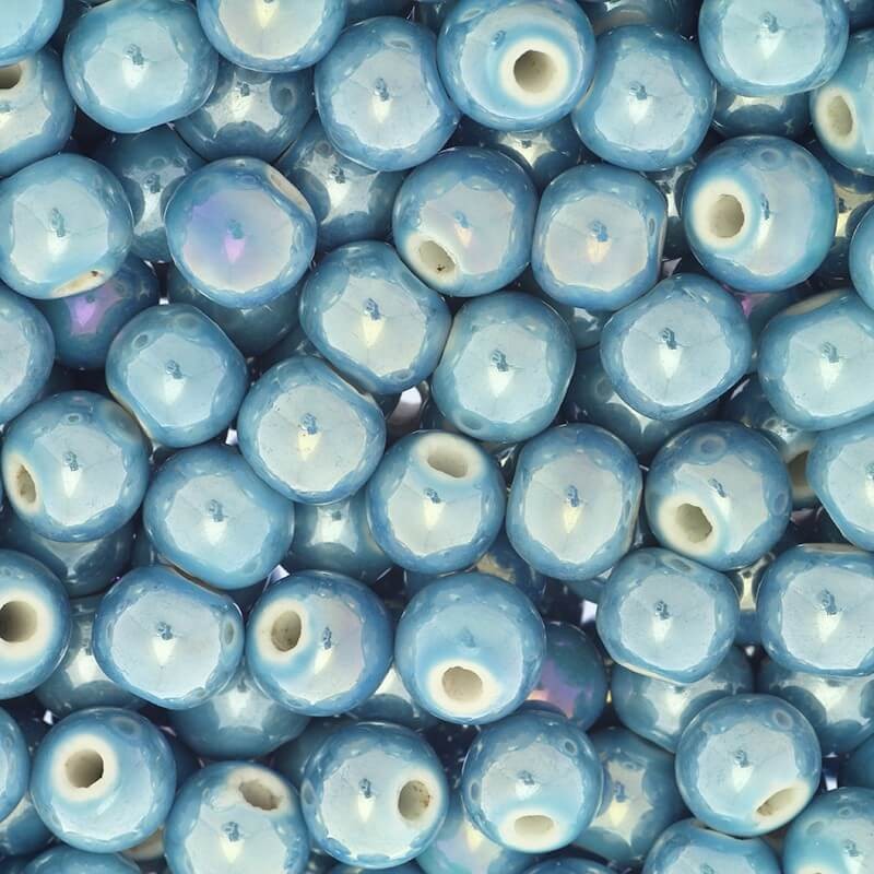Beads / ceramic balls 10mm blue AB 2pcs CKU10N15E
