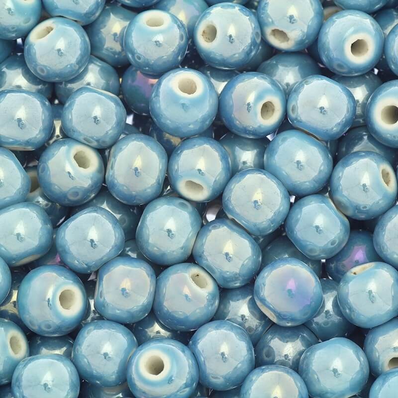Koraliki / ceramiczne kulki 10mm niebieskie AB 2szt CKU10N15E