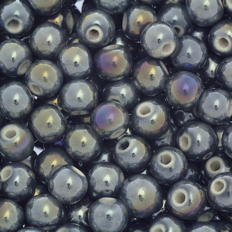 Beads / ceramic balls 10mm warm gray ab 2pcs CKU10S13E
