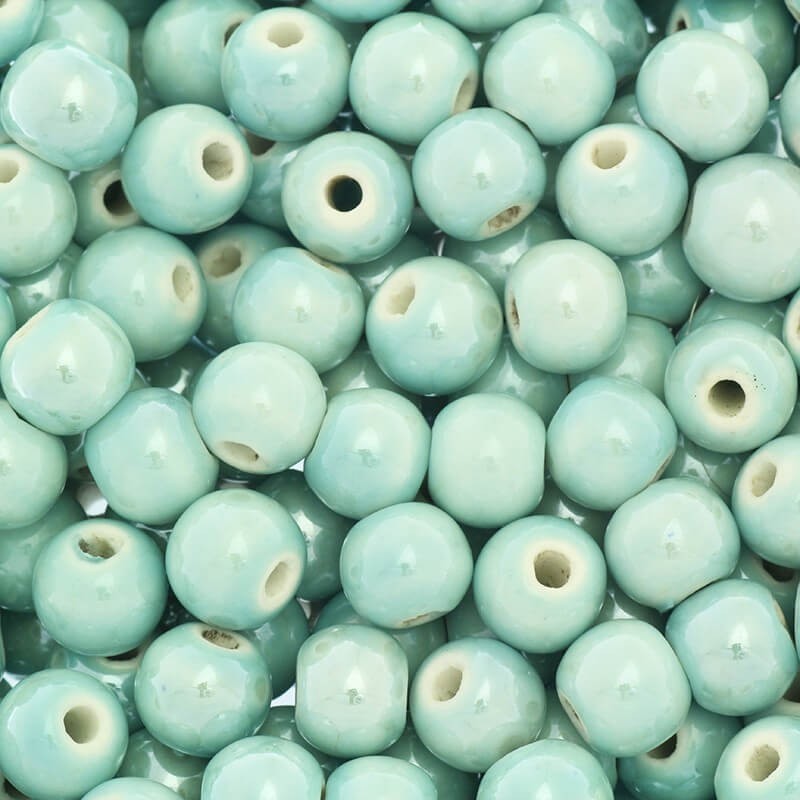 Beads / ceramic balls 10mm light mint 2pcs CKU10Z01E