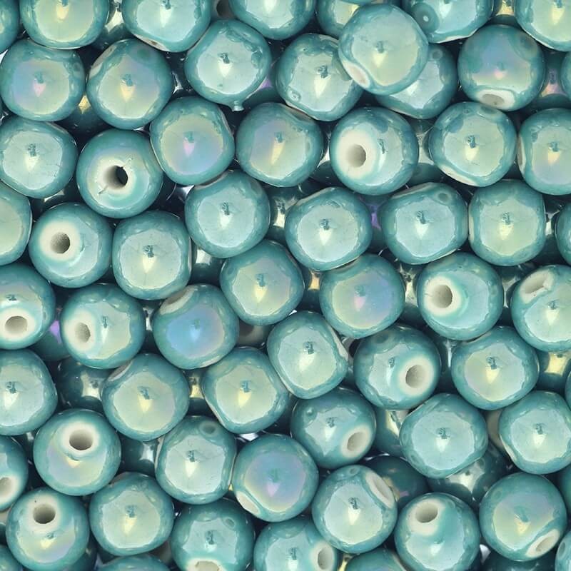 Beads / ceramic balls 10mm turquoise ab 2pcs CKU10Z11E