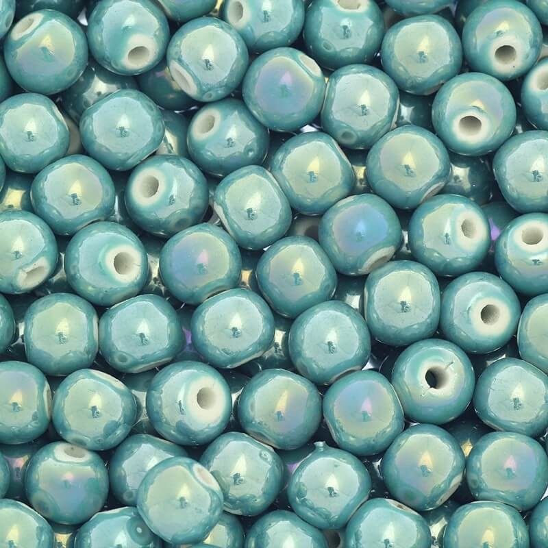 Beads / ceramic balls 10mm turquoise ab 2pcs CKU10Z11E