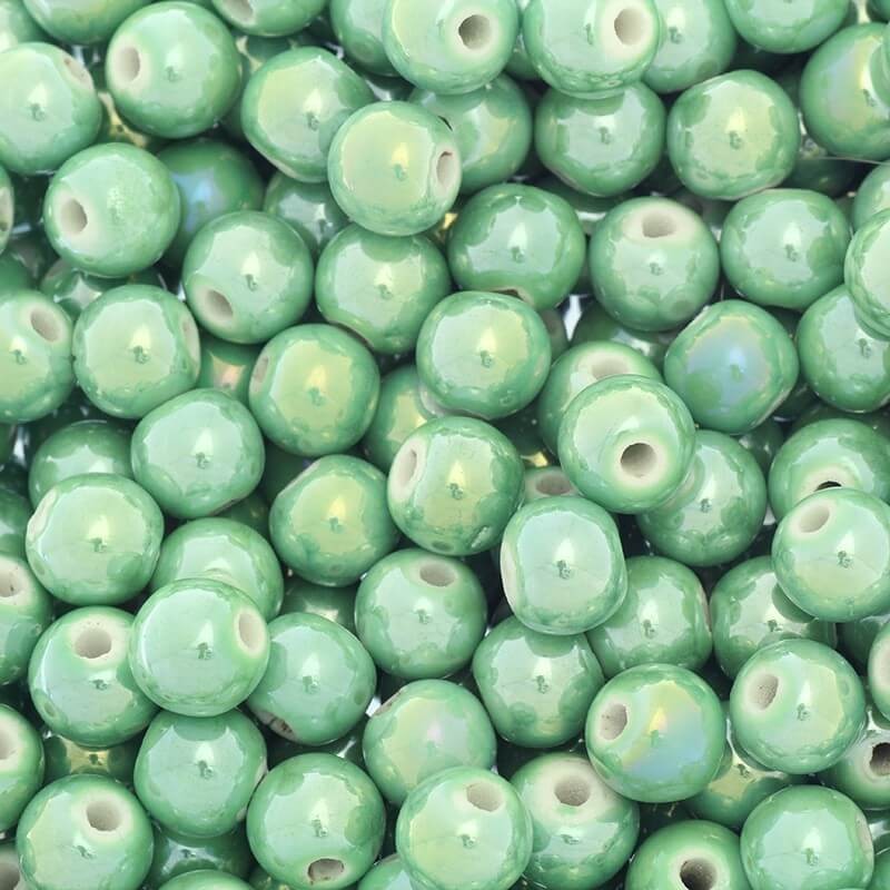 Beads / Ceramic Ball 10mm Juicy Green AB 2pcs CKU10Z27E