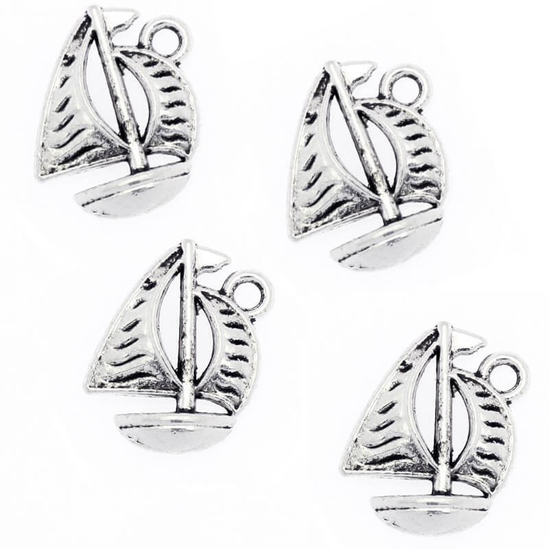 Sailboat charms, 4 pcs, antique silver 16x12mm AAS950