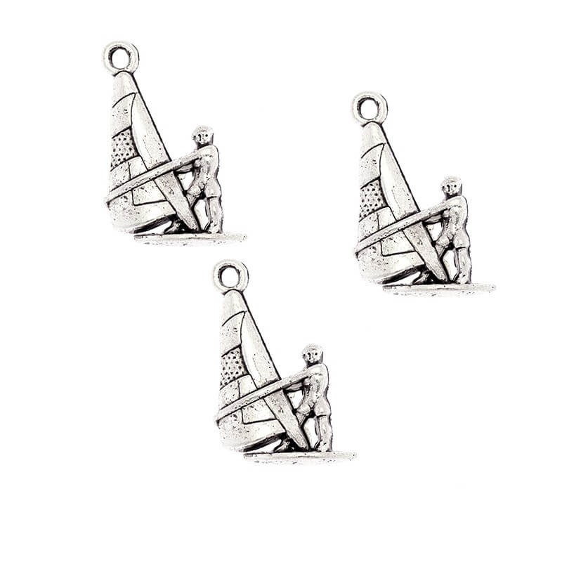 Surfing charms, 4 pcs, antique silver, 22x14mm AAS940