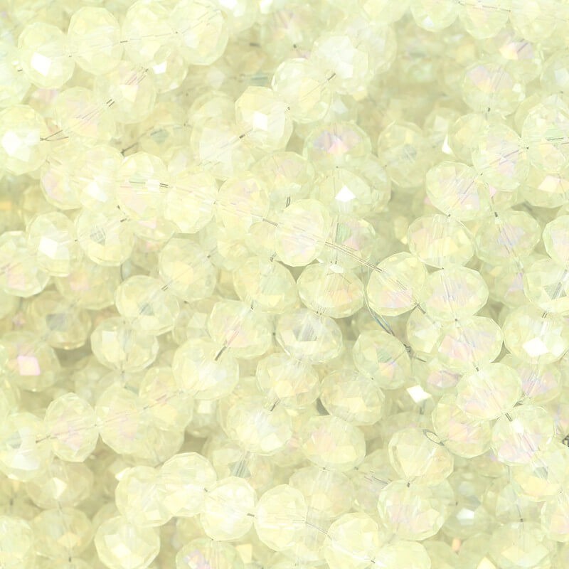 Oponki crystal beads faceted 100pcs / rope daffodil AB 6x4mm SZSZOP0605N