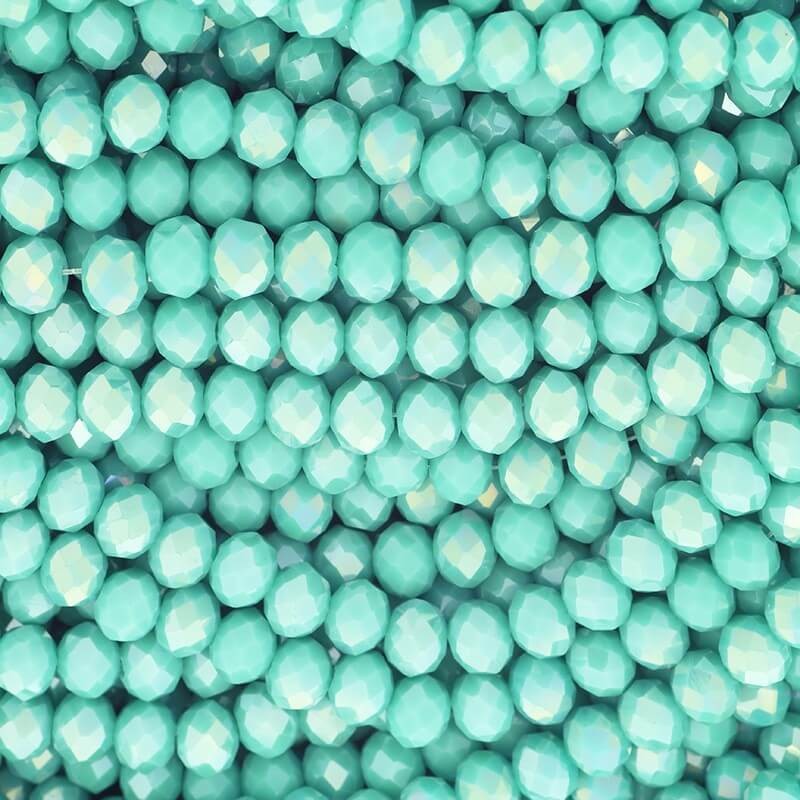 Oponki crystal beads faceted 100pcs milky turquoise iridescent 6x4mm SZSZOP0607N