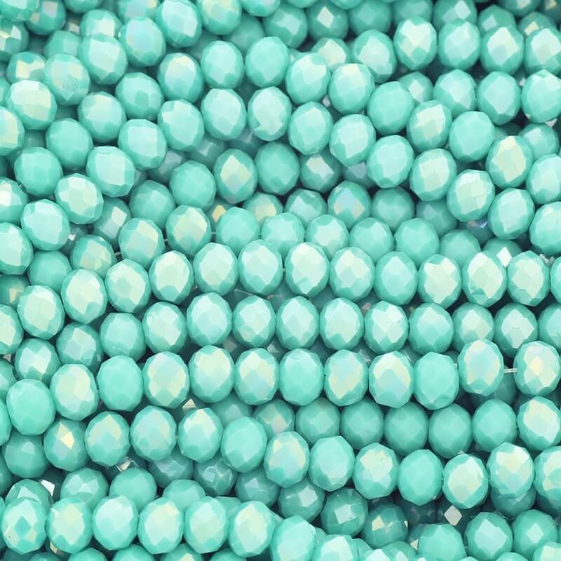 Oponki crystal beads faceted 100pcs milky turquoise iridescent 6x4mm SZSZOP0607N
