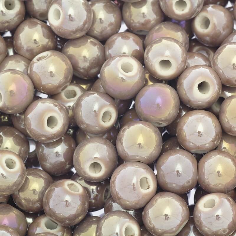 Beads for bracelets ceramic balls 12mm cafe latte AB 1pc CKU12B16E