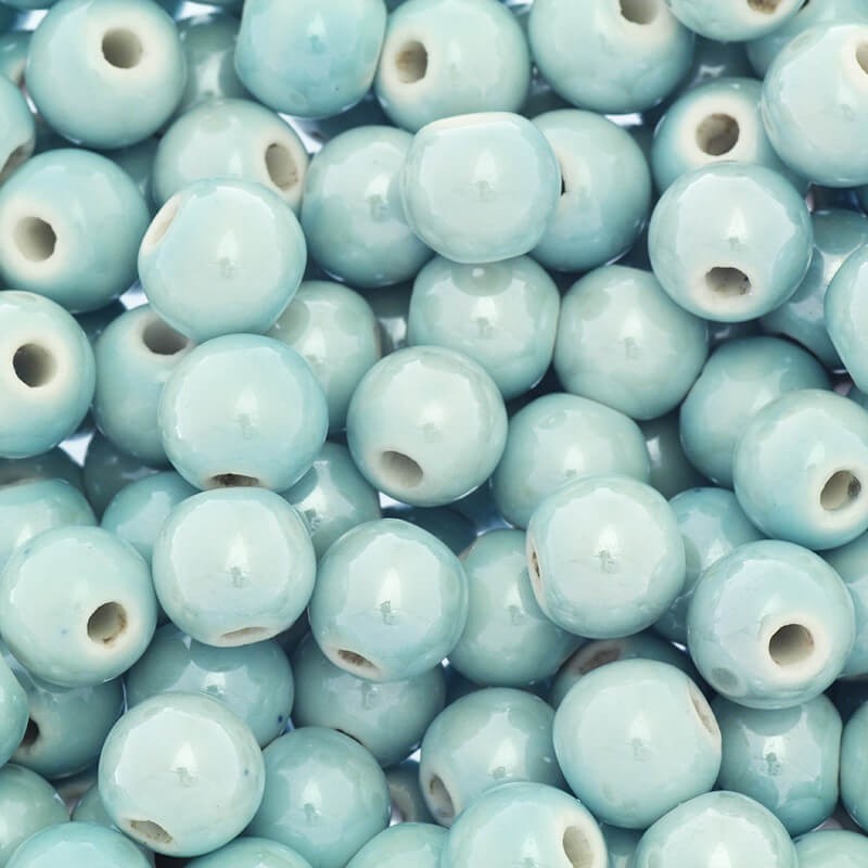 Beads for bracelets, ceramic 12mm balls, mint 1pc CKU12Z01E