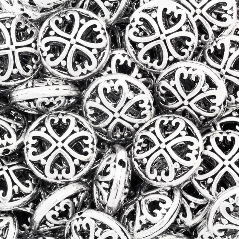 Koraliki monetki koniczyna ażurowe antyczne srebro 16.5x8.2mm 1szt AAT068