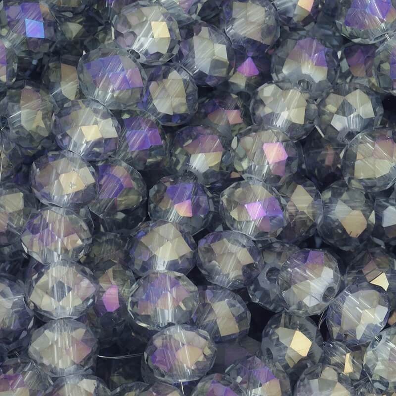 Crystals 8x6mm beads, faceted 72pcs gray with gasoline effect SZSZOP0808N
