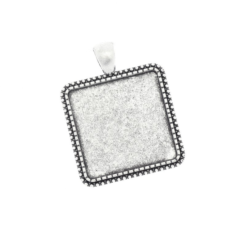 Square base for cabochon 25mm antique silver 38x30x2mm 1 piece OKWIKWAS3
