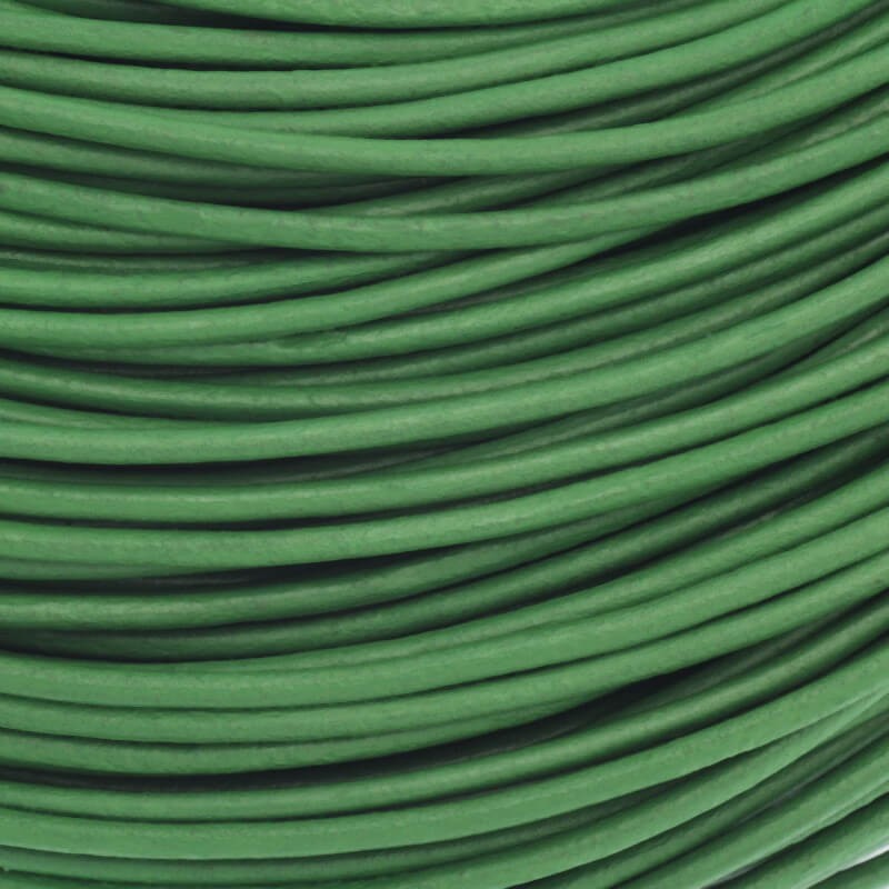 Rzemień skórzany 2mm zielony ze szpuli 1m RZ20Z01