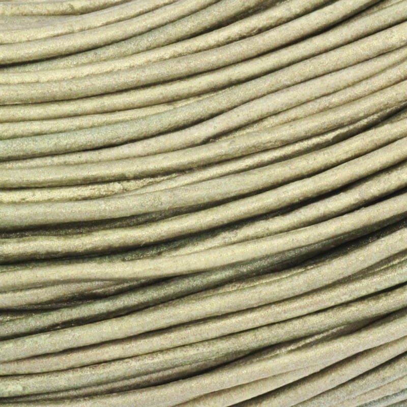 Rzemień skórzany 2mm zielono-złoty melanż ze szpuli 1m RZ20Z03