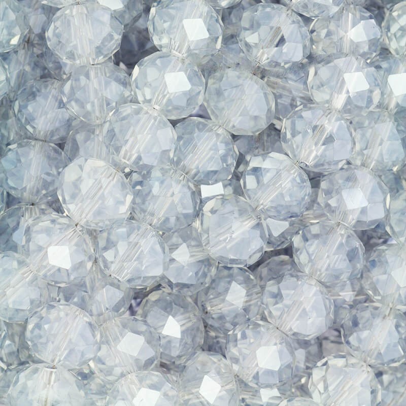Koraliki kryształki 10x8mm rondelle  72szt szare transparentne opalizujące  SZSZOP1003N