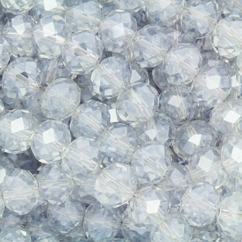 Crystal beads 10x8mm rondelle 72pcs gray transparent iridescent SZSZOP1003N