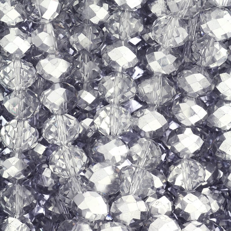 Crystal beads 10x8mm rondelle 72pcs transparent - silver SZSZOP1008N