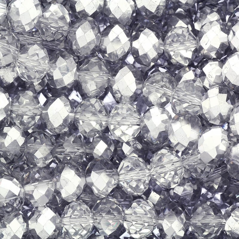 Koraliki kryształki 10x8mm rondelle  72szt transparentno - srebrne  SZSZOP1008N