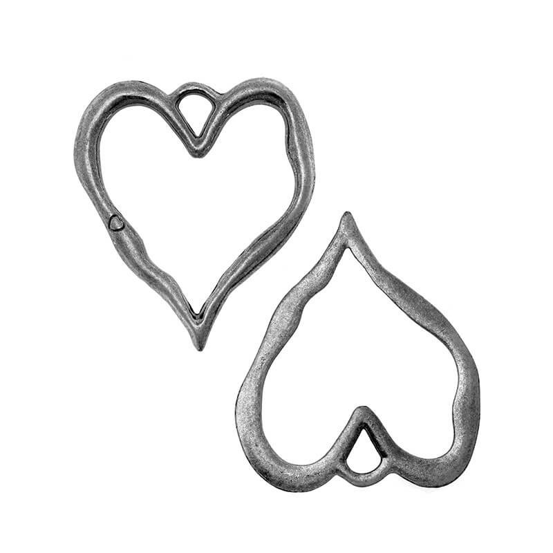 Pendants for jewelry Hammerite heart frame 1pc anthracite 66x78mm AAAN01