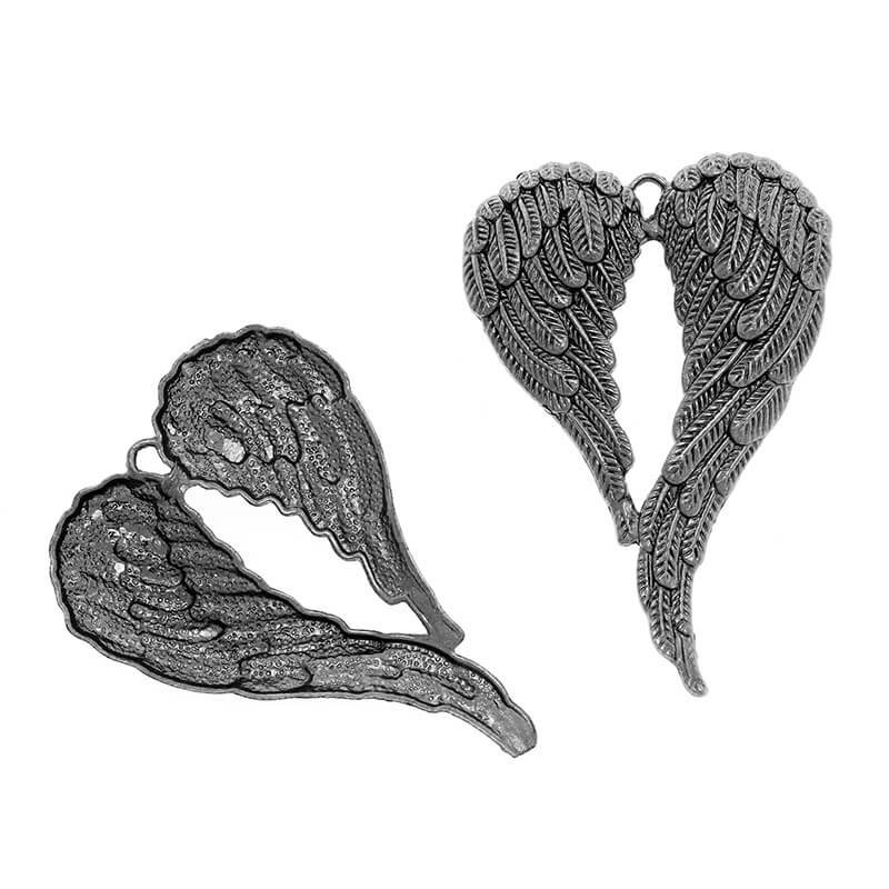 Jewelery pendants Hammerite asymmetrical wings 1pc anthracite 70x47x4mm AAAN02