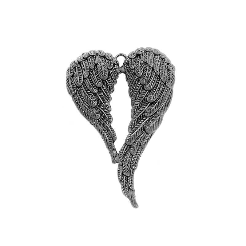 Jewelery pendants Hammerite asymmetrical wings 1pc anthracite 70x47x4mm AAAN02