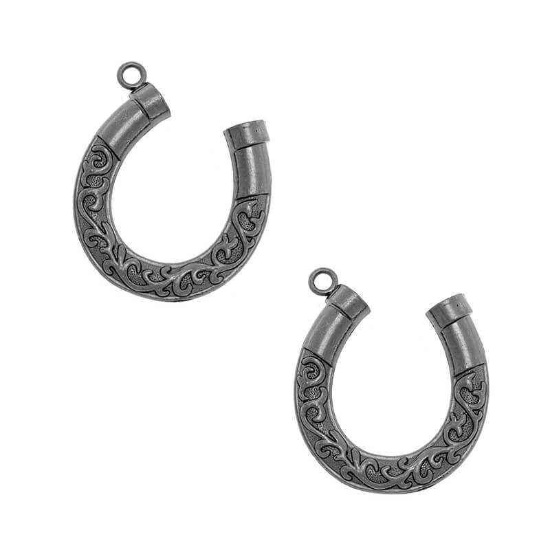 Pendants for jewelry Hammerite decorative horseshoe 1 pc anthracite 50x53mm AAAN04