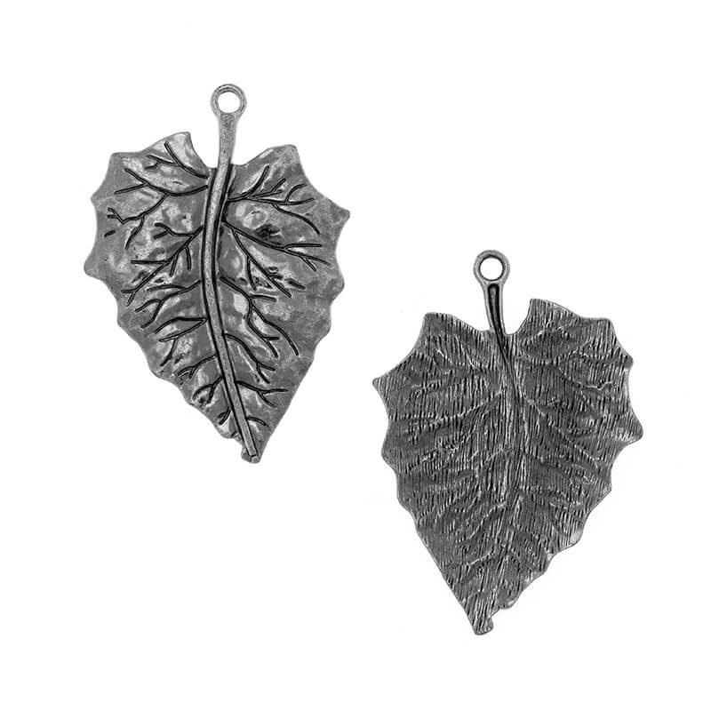 Pendants for jewelry Hammerite leaf anthracite 48x68mm AAAN09