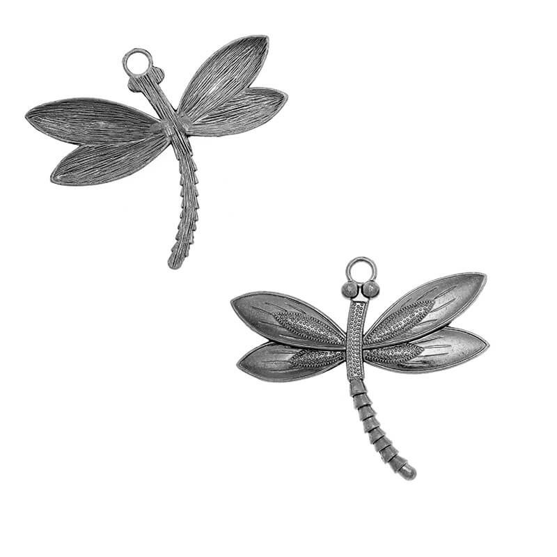 Pendants for jewelry Hammerite dragonfly 1pc anthracite 60x67mm AAAN12