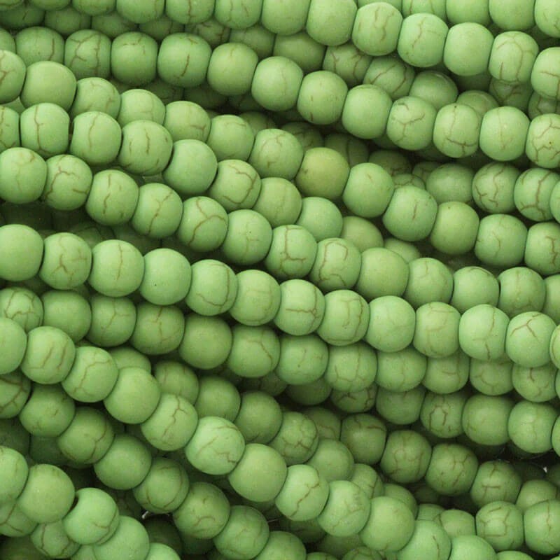 Green howlite beads kiwi 6mm balls 66pcs / rope HOKIKU6