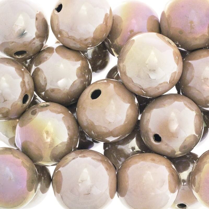 Porcelain balls beads for jewelry empty cafe latte opal 35mm 1pc CKU35B16DA
